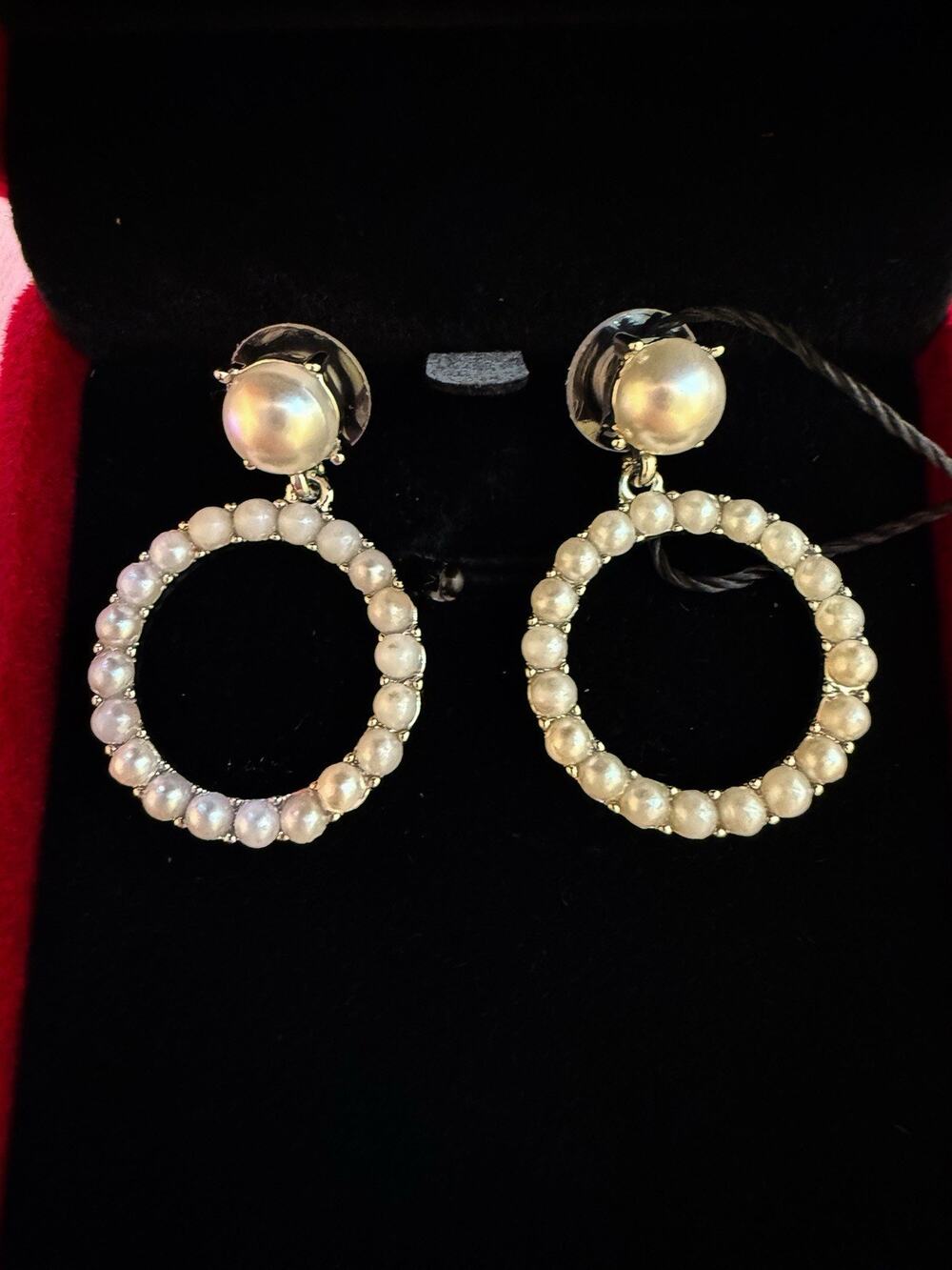 0.9” Pearl White Silver Elegant Classic Hoops Fashion Women’s Earrings